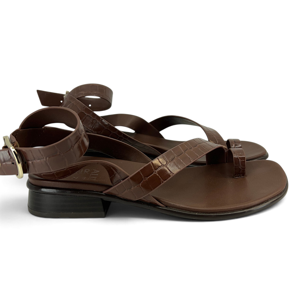 Naturalizer Birch Women's 7.5 M Brown Croco Strappy Flat Sandals - Picture 2 of 7